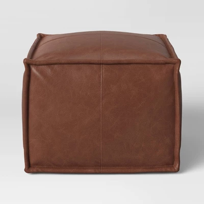 Earl Faux Leather French Seam Ottoman - Threshold™ 4 Earl Faux Leather French Seam Ottoman - Threshold™ - Image 3